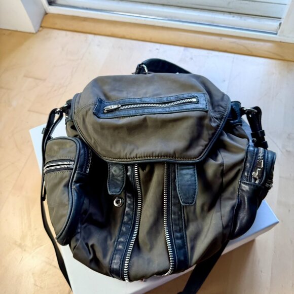 Alexander Wang 3-Way Marti Backpack – Olive Nylon with Black Leather Trim main image 9